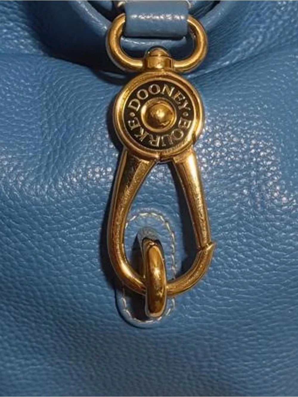 Dooney & Bourke Blue Pebbled Leather Hobo with Brass Clasp